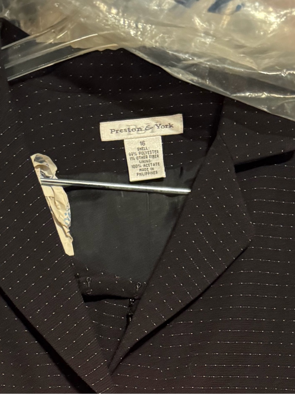 Preston & York Black suit with Thin White Pinstripes